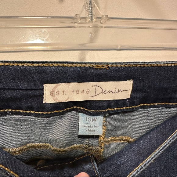 NEW Dark Blue Distressed 18W Women Jeans with leopard print 18W - Picture 5 of 11